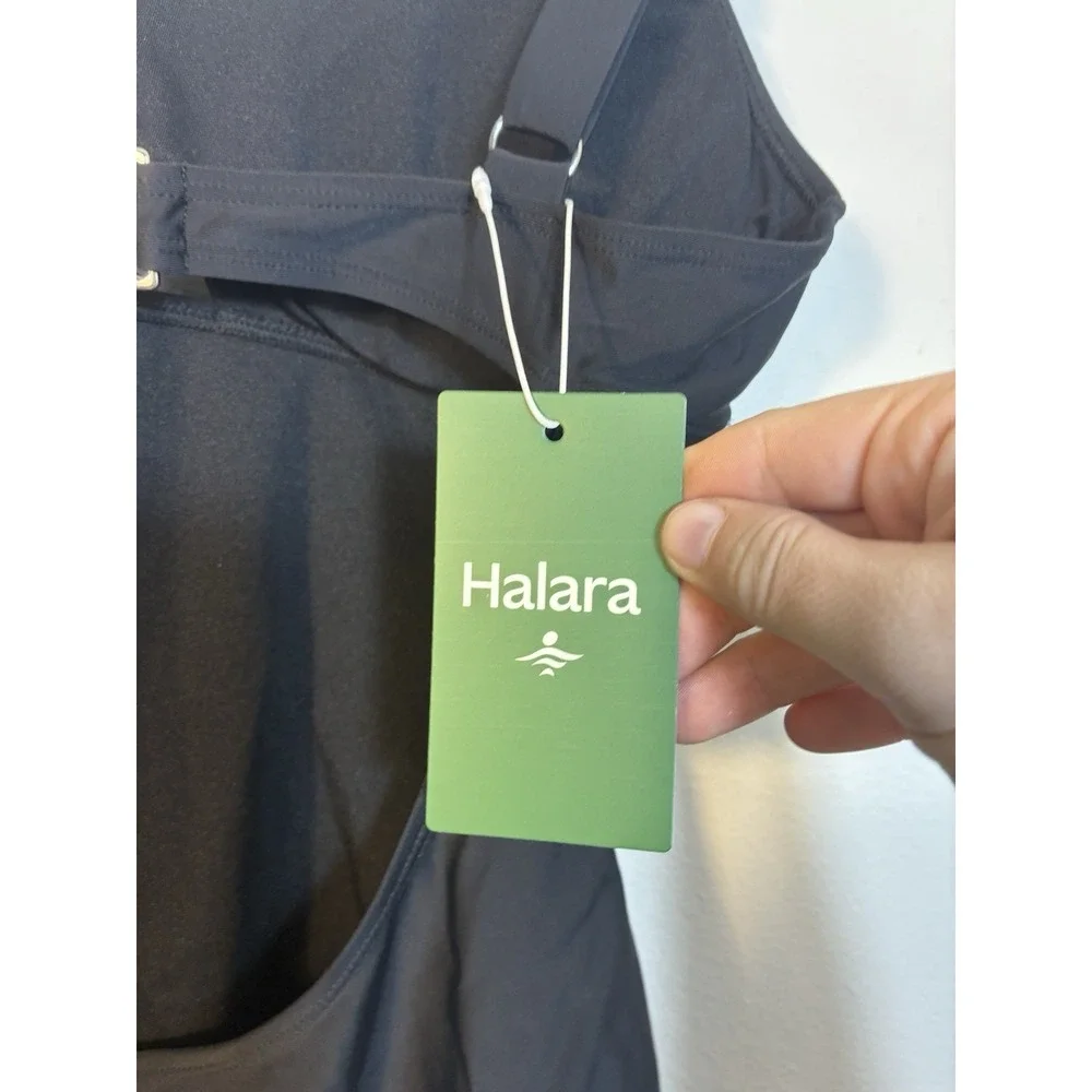 NEW! Halara One Piece Swimsuit Sz Large Black Beach‎ Vacation Open Back